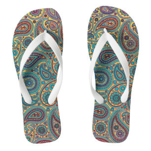Chanclas Motivo de paisley arcoíris turquesa retro