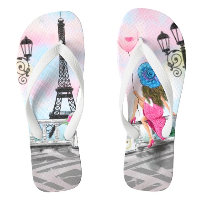 Chanclas Mujer con globo París Flip Flops Torre Eiffel (Plantilla)