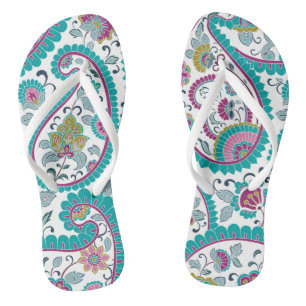 Chanclas Mujer del patrón azul persa Boteh Paisley Flip Flo