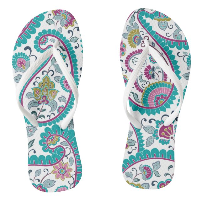 Chanclas Mujer del patrón azul persa Boteh Paisley Flip Flo (Plantilla)