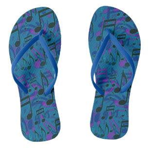 Chanclas Music Notes Lively Musical Pattern Blue Purple