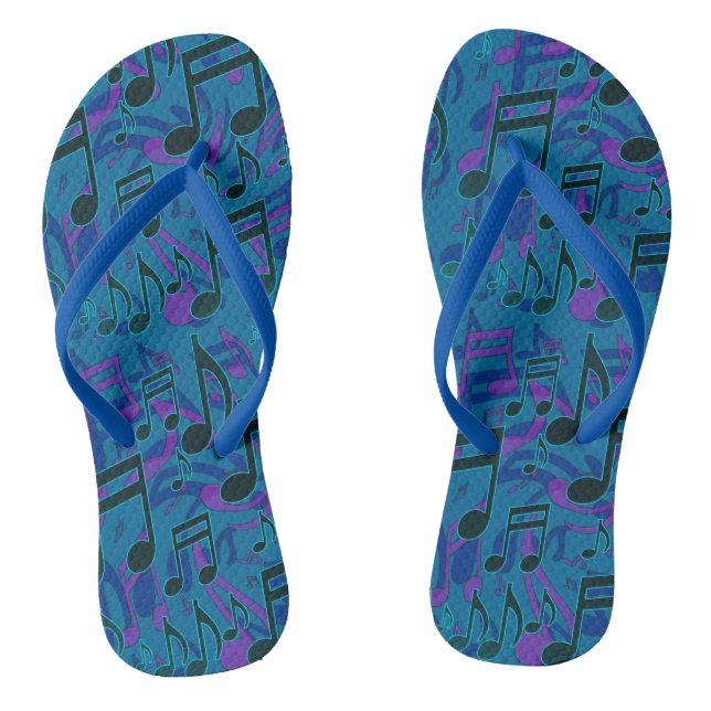 Chanclas Music Notes Lively Musical Pattern Blue Purple (Plantilla)