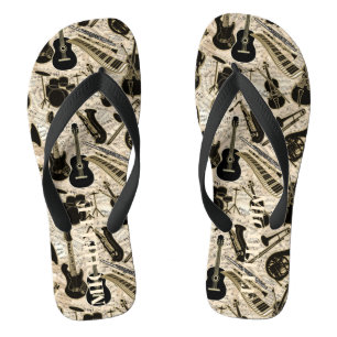 Chanclas Música de hojas e instrumentos Black/Gold ID481