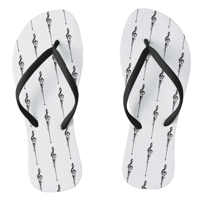 Chanclas Música Motif Melding Treble Clef Black and White (Plantilla)