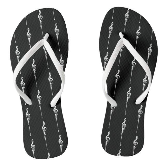 Chanclas Música Motif Melding Treble Clef White y Black (Plantilla)