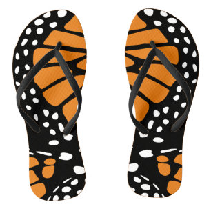 Chanclas Naranja abstracto y mariposa monarca negra