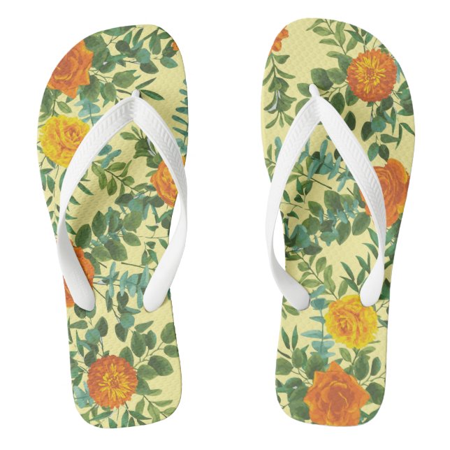 Chanclas Naranja amarillo Boda Floral (Plantilla)