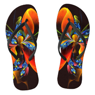 Chanclas Naranja azul Floral Moderno Resumen Patrón de arte