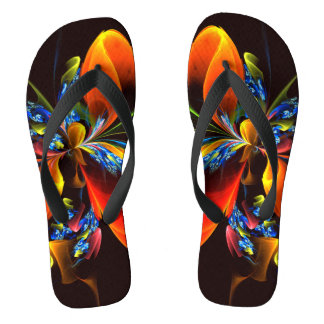 Chanclas Naranja azul Floral Moderno Resumen Patrón de arte