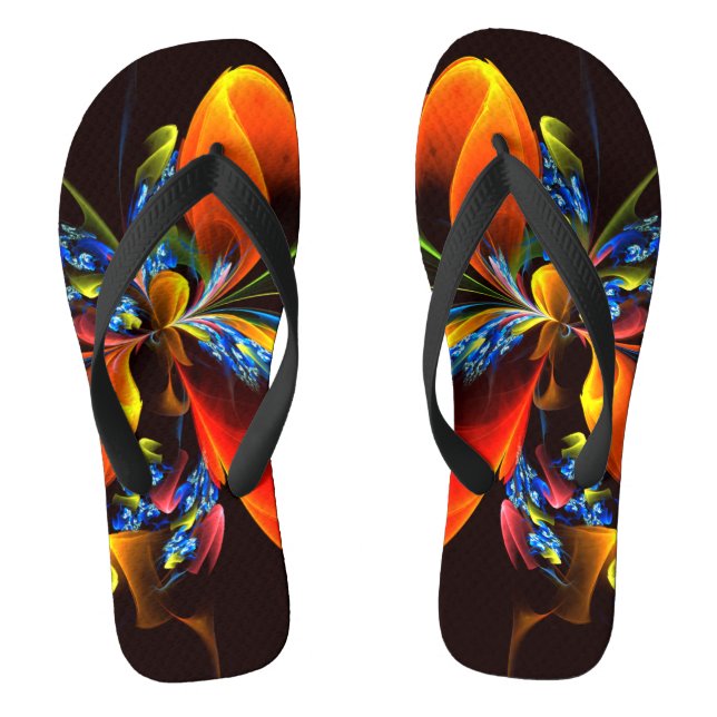 Chanclas Naranja azul Floral Moderno Resumen Patrón de arte (Plantilla)