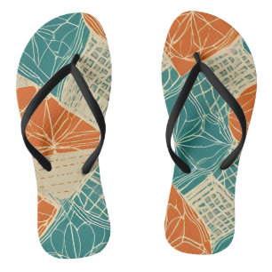 Chanclas Naranja, Beige y Verde Abstracto