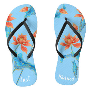 Chanclas Naranja Chinoiserie espléndida y Boda azul