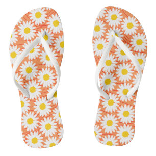 Chanclas Naranja de camomila blanca suave Chica Flip Flops