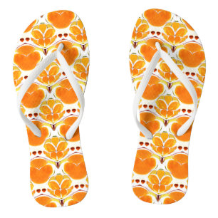 Chanclas Naranja de coral y patrón de batik crema
