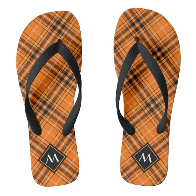 Chanclas Naranja de Halloween Tartan (Plantilla)