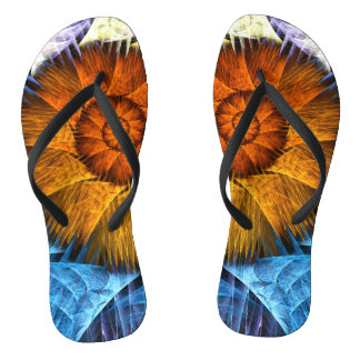 Chanclas Naranja floral Azul amarillo abstracto arte