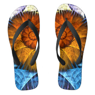 Chanclas Naranja floral Azul amarillo abstracto arte