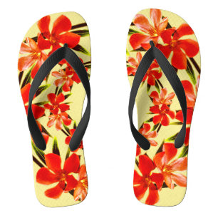 Chanclas Naranja Floral   Oleander Flip Flops