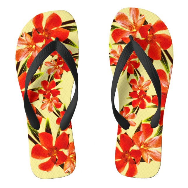 Chanclas Naranja Floral | Oleander Flip Flops (Plantilla)