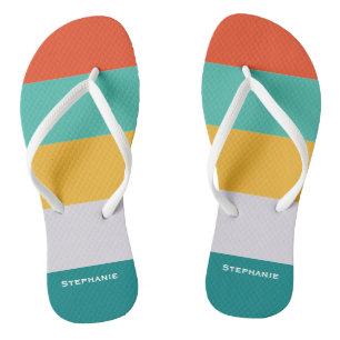 Chanclas Naranja gris verde colorido Abstract Stris Name