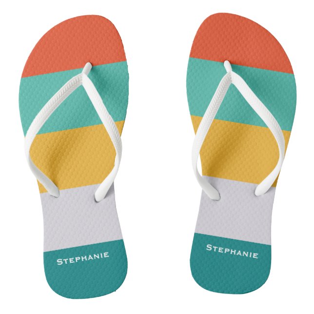 Chanclas Naranja gris verde colorido Abstract Stris Name (Plantilla)