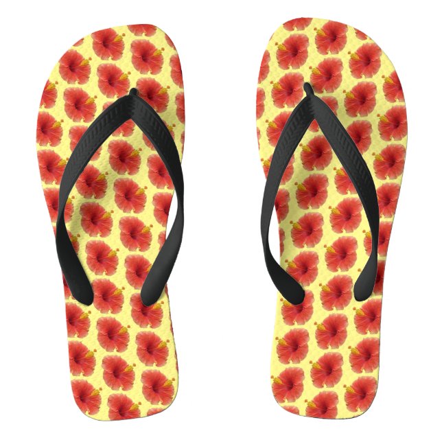 Chanclas Naranja Hibiscus Flower Tropical Floral (Plantilla)