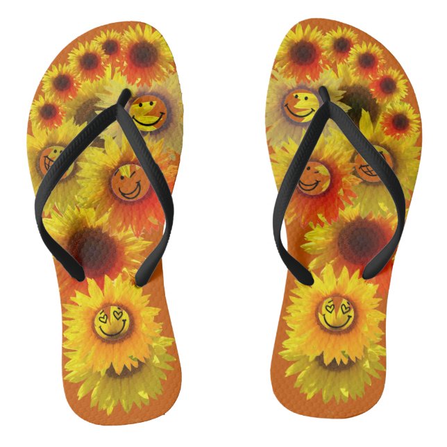 Chanclas Naranja quemado Unisex Flip Flops de girasol (Plantilla)