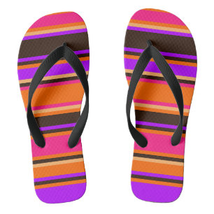 Chanclas Naranja rayado, flops volteadores magenta y morado