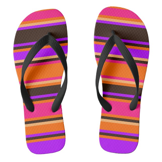 Chanclas Naranja rayado, flops volteadores magenta y morado (Plantilla)