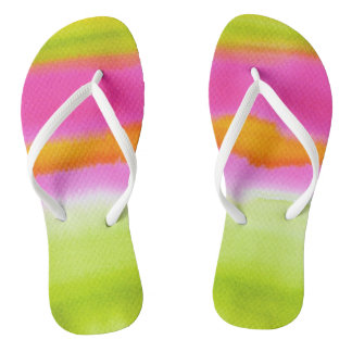 Chanclas Naranja Rosa Lime Watercolor Playa Moderna