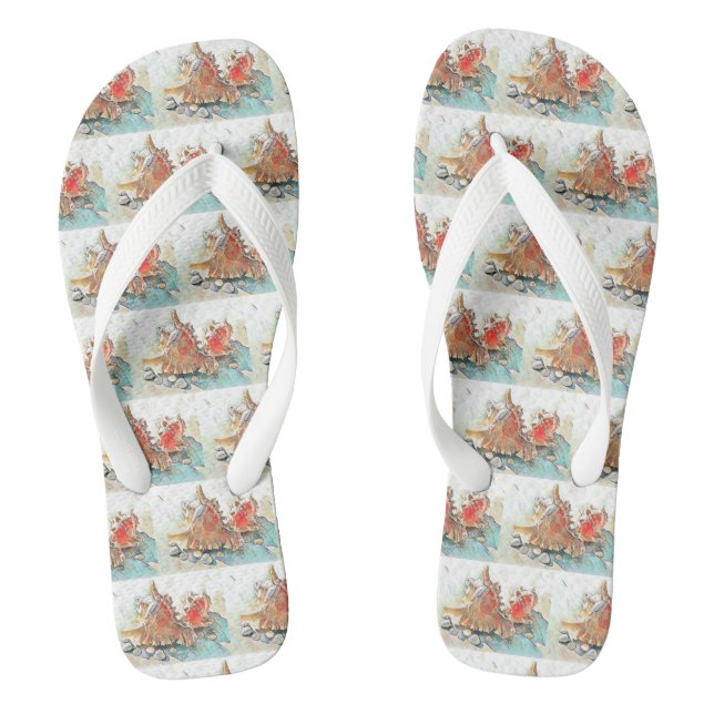 Chanclas Naranja Seasheles en la pintura acuarela de la pla (Plantilla)