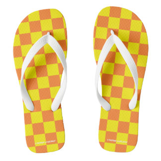 Chanclas naranja y amarillo a cuadros