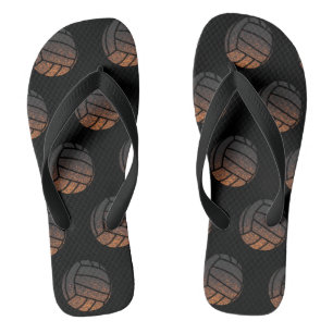 Chanclas Naranja y voleibol negro