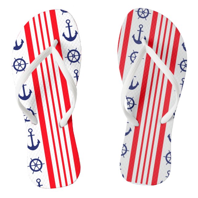 Chanclas Náutica roja y azul y rueda de barcos (Plantilla)