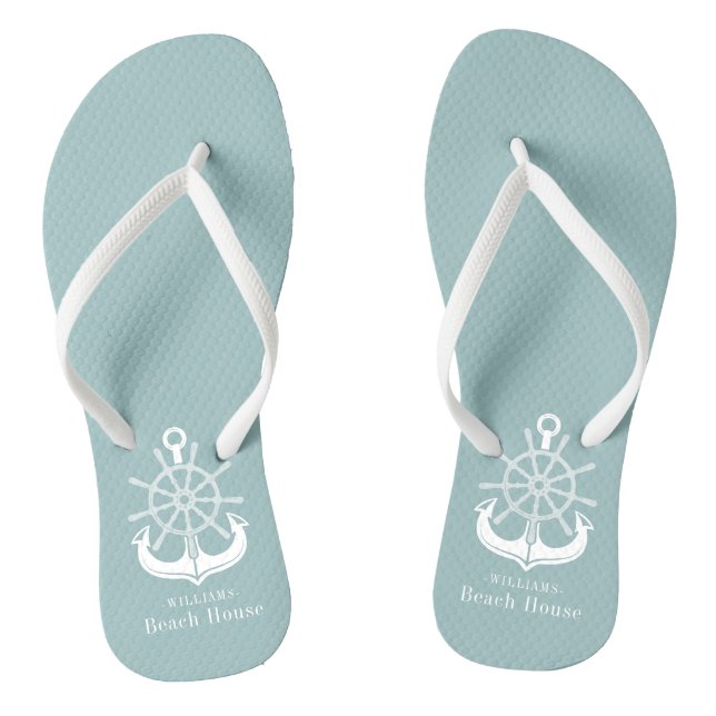 Chanclas Nautical Anchor Family Name Beach House (Plantilla)