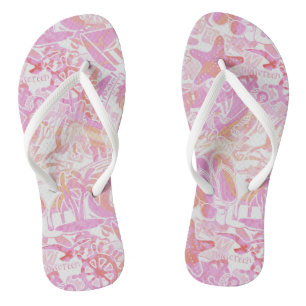 Chanclas Nautical Beach Collage Hot Pink ID840