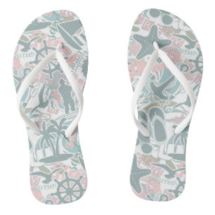 Chanclas Nautical Beach Collage Sage ID840