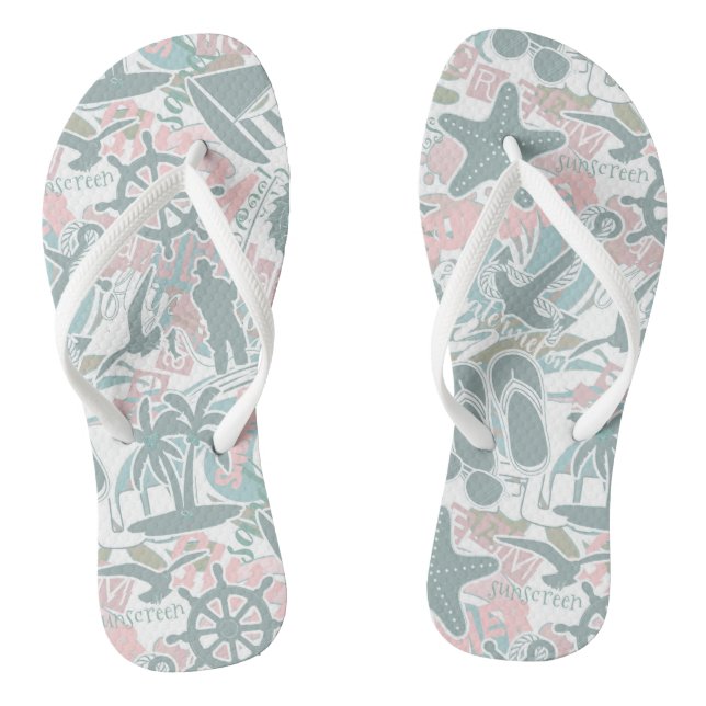 Chanclas Nautical Beach Collage Sage ID840 (Plantilla)