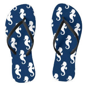 Chanclas Nautical Seahorse Nave Blue White Ocean Animal