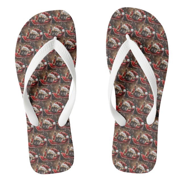 Chanclas Navidad Festiva de Bulldog Francés (Plantilla)
