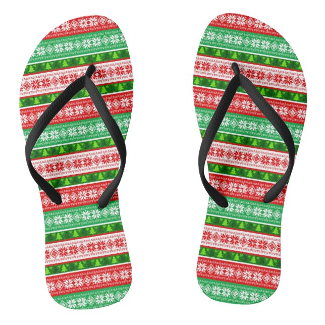 CHANCLAS NAVIDAD ORNAMENTALES DISEÑO VERDE ROJO BLANCO (Plantilla)
