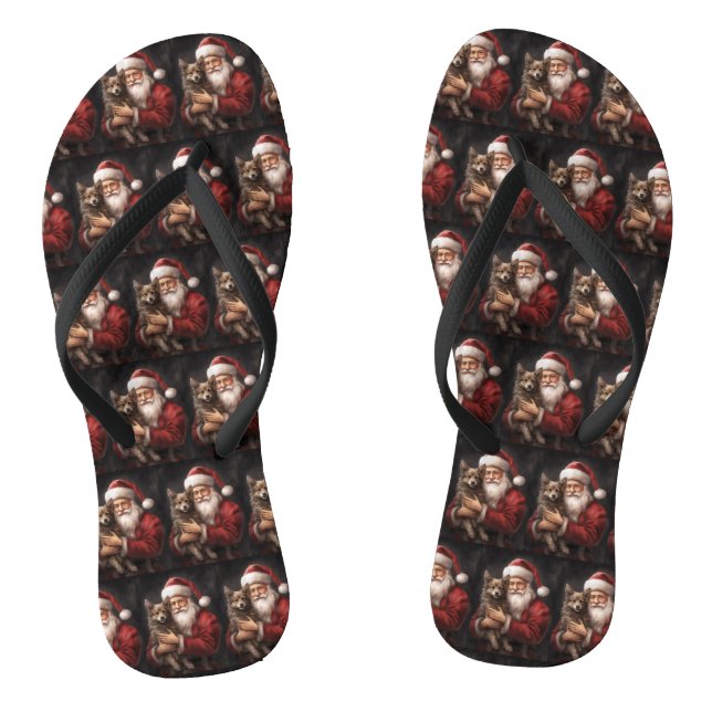 Chanclas Navidades australianos de Kelpie con Santa Claus (Plantilla)