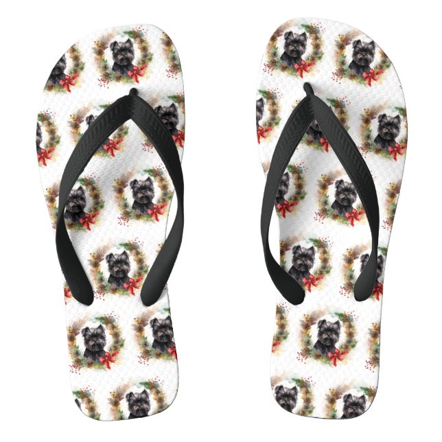 Chanclas Navidades de Affenpinscher Wreath Festive Pup (Plantilla)