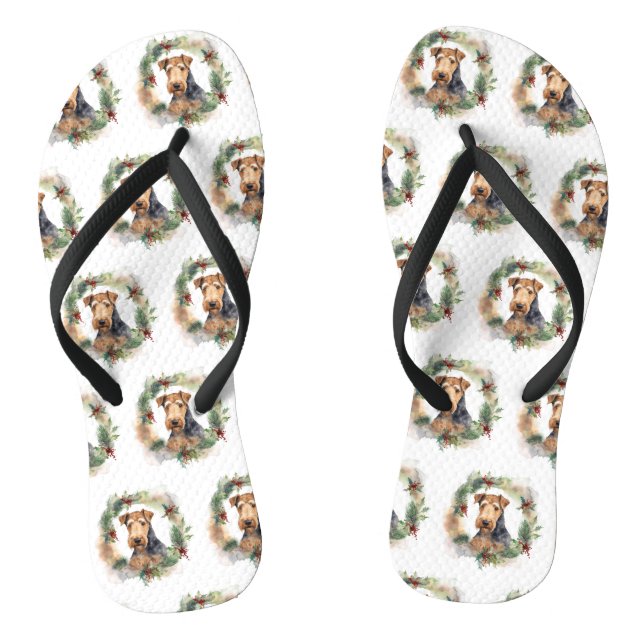 Chanclas Navidades de Airedale Wreath Festive Pup (Plantilla)