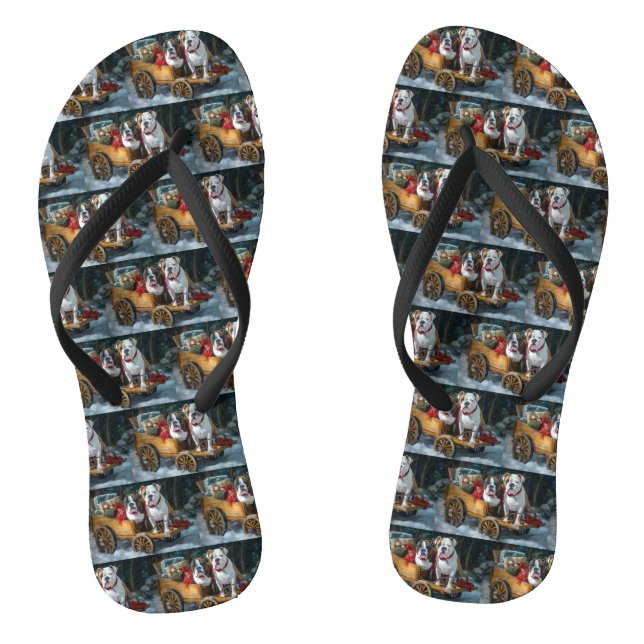 Chanclas Navidades de American Staffordshire Snowy Sleigh (Plantilla)
