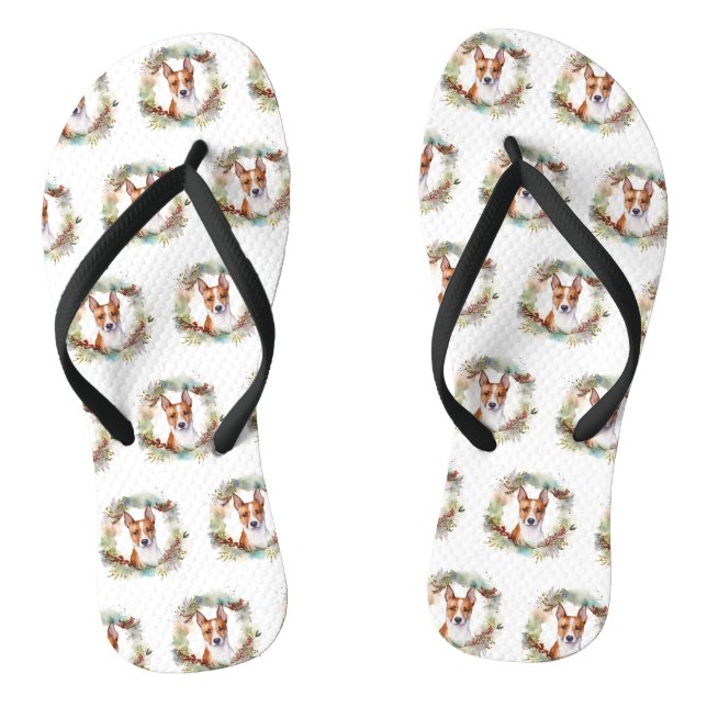 Chanclas Navidades de Basenji Wreath Festive Pup (Plantilla)