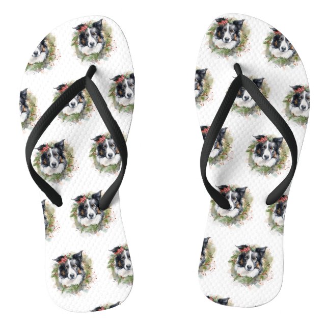 Chanclas Navidades de Border Collie Wreath Festimes Pup (Plantilla)