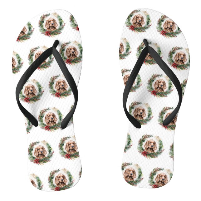 Chanclas Navidades de Cocker Spaniel Wreath Festimes Pup (Plantilla)