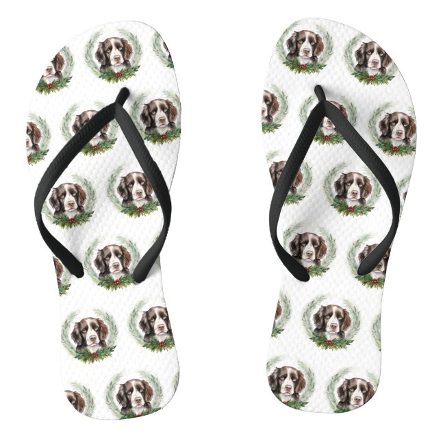 Chanclas Navidades de espaniel Springer Wreath Festive Pup (Plantilla)