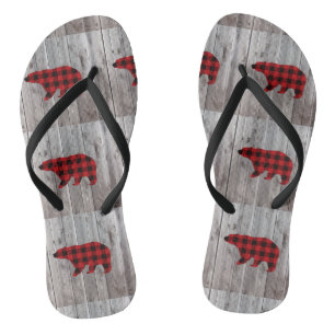 Chanclas navidades de madera de grano rústico oso de chile 